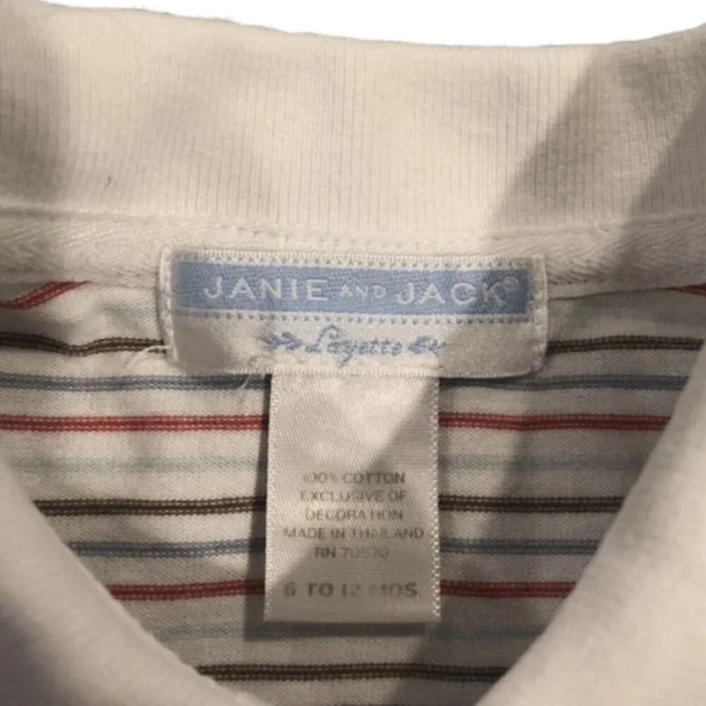 Janie & Jack 6-12m Striped Vespa Scooter Polo Romper